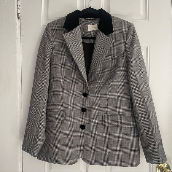 Doen Jackets & Blazers - DOEN Houndstooth Check Blazer Velvet Collar Size 4